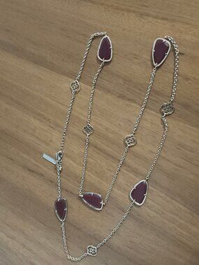 Kendra Scott Red Jade Logo Gold Long Necklace